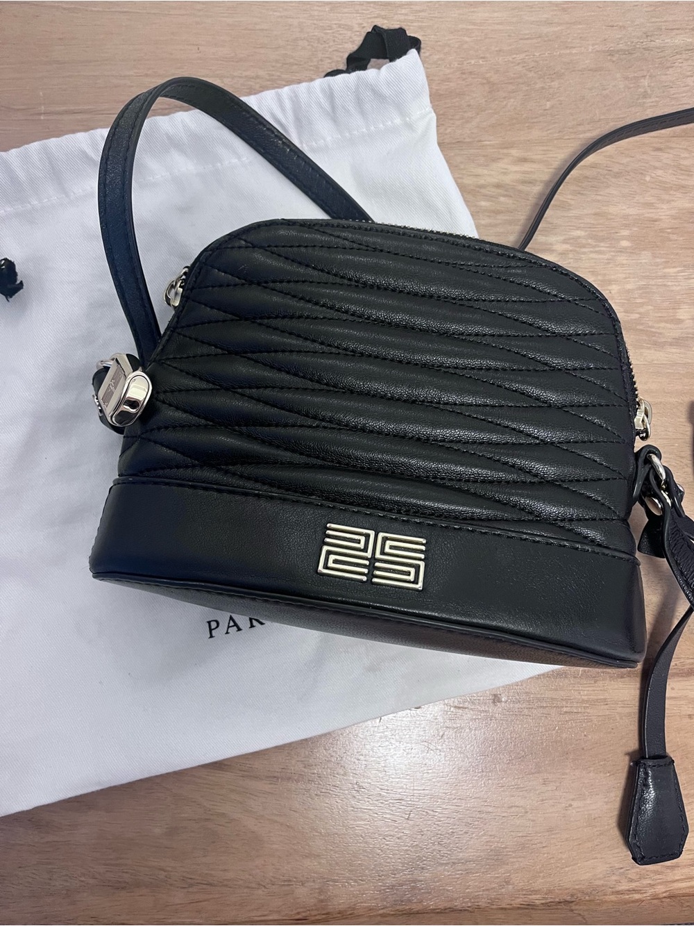 Sandro Paris Quilted Black Mini Clutch w/Crossbody Strap